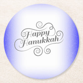 Glad Hanukkah 2-tons blå vit bakgrund Underlägg Papper Rund