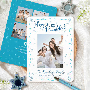 Glad Hanukkah 5 Foto Handritad Doodle Whimsiskal Julkort