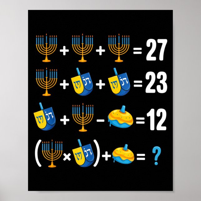 Glad Hanukkah 67 Meme Matematiklärare Menorah Drei Poster (Framsidan)