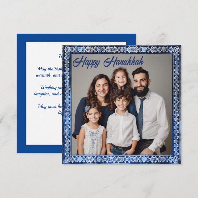 Glad Hanukkah, anpassad text Julkort (Fram/baksida)