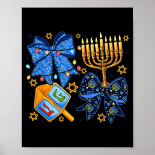 Glad Hanukkah Båg Menorah Dreidel Judiska Kvinnor  Poster
