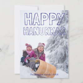 Glad Hanukkah Blå Block - Hanukkah-kort Julkort