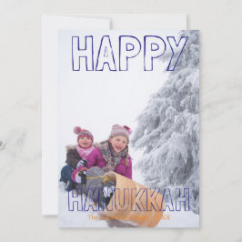 Glad Hanukkah Blå Block - Hanukkah-kort Julkort