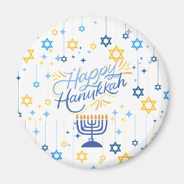 Glad Hanukkah Blå Och Guld Magnet