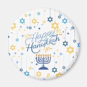 Glad Hanukkah Blå Och Guld Magnet
