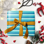 Glad Hanukkah | Blå och turkos randig mönster Presentpapper<br><div class="desc">En modern blå och turkos Hanukkah-design</div>