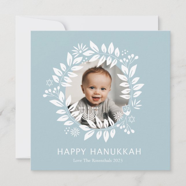 glad hanukkah blommig julkort (Framsida)