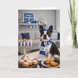 Glad Hanukkah Boston Terrier-kort Kort