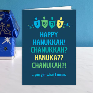 Glad Hanukkah Chanukah Dreidel Välkomstkort Kort