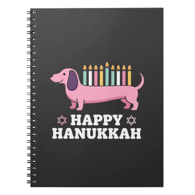 Glad Hanukkah Dachshund Hund Anteckningsbok (Framsidan)