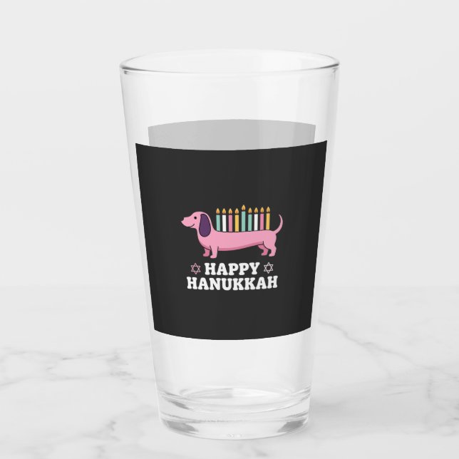 Glad Hanukkah Dachshund Hund Glaskopp (Framsida)