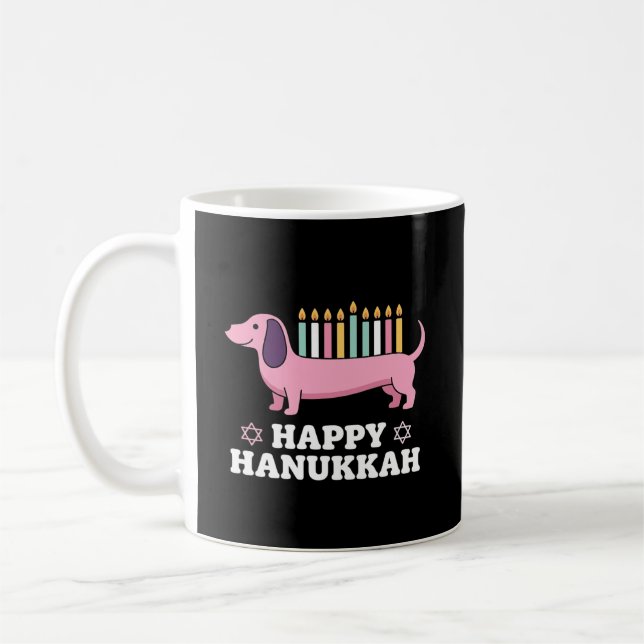 Glad Hanukkah Dachshund Hund Kaffemugg (Vänster)