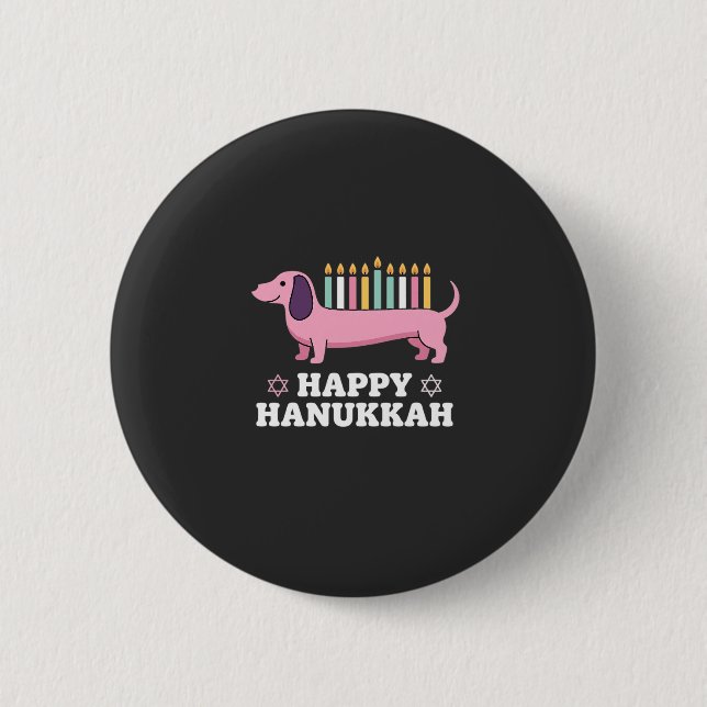 Glad Hanukkah Dachshund Hund Knapp (Framsida)