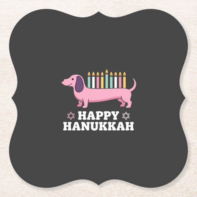 Glad Hanukkah Dachshund Hund Underlägg Papper (Framsida)