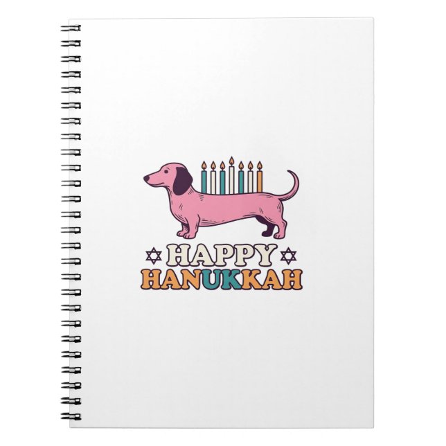 Glad Hanukkah Dackel Menorah Hund Tröja Design_ Anteckningsbok (Framsidan)