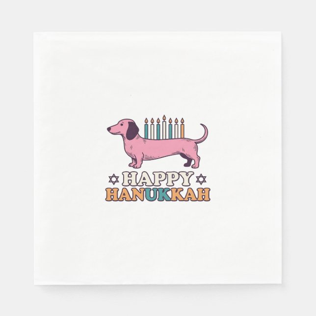 Glad Hanukkah Dackel Menorah Hund Tröja Design_ Pappersservett (Framsidan)