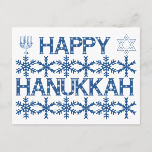 Glad Hanukkah Davidstjärna Menorah Snöflingor Vykort