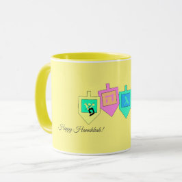 Glad Hanukkah Engelska Hebreiska Mugg