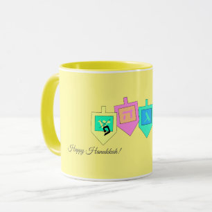 Glad Hanukkah Engelska Hebreiska Mugg