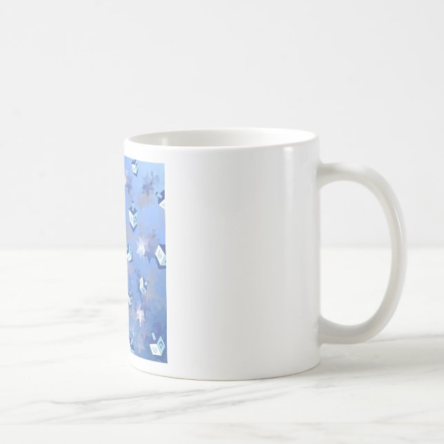 Glad Hanukkah Fallande Stjärna och Dreidlar Kaffemugg (Höger)