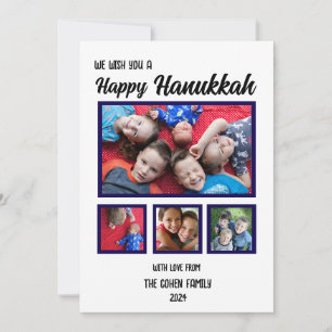 Glad Hanukkah Familjefoto Enkel Klassisk Julkort