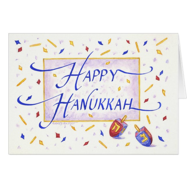 Glad Hanukkah Festiva Drivor Kort (Framsidan Horizontal)