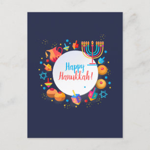 Glad Hanukkah Festival Menorah Festiv Dekoration Vykort