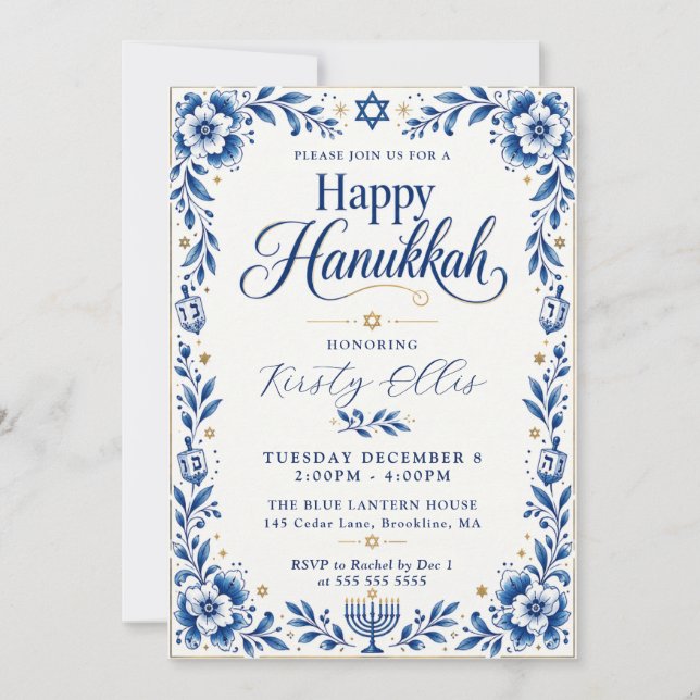 Glad Hanukkah-firande Inbjudningar (Framsida)