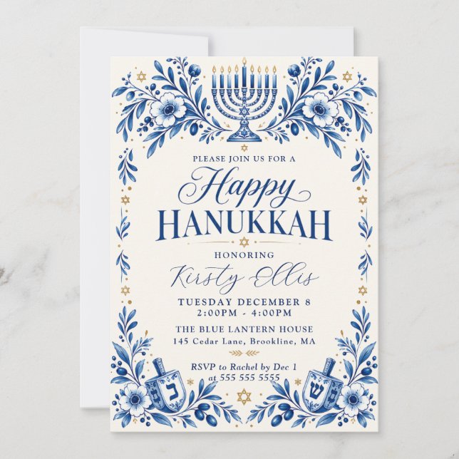 Glad Hanukkah-firande Inbjudningar (Framsida)