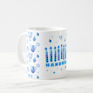 Glad Hanukkah-firande Vacker blå dekoration Kaffemugg