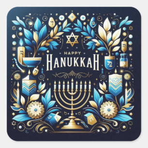 Glad Hanukkah Fyrkantigt Klistermärke