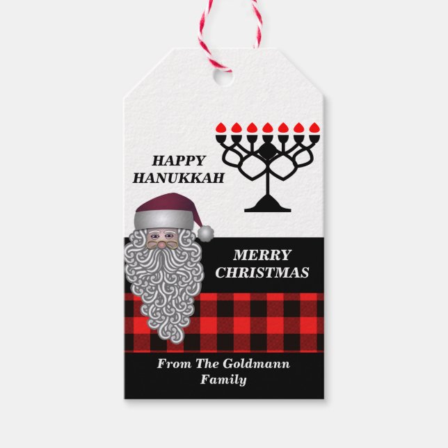  Glad Hanukkah & God Jul  Presentetikett (Framsidan)