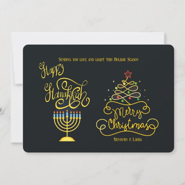 Glad Hanukkah God Jul Semesterkort Julkort (Framsida)