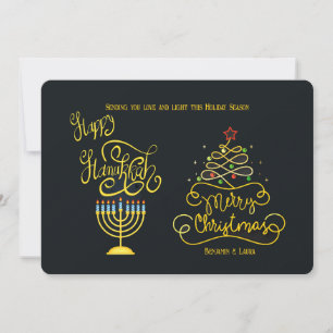 Glad Hanukkah God Jul Semesterkort Julkort