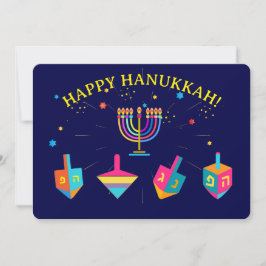 Glad Hanukkah Guld Menorah Judisk Högtid Julkort