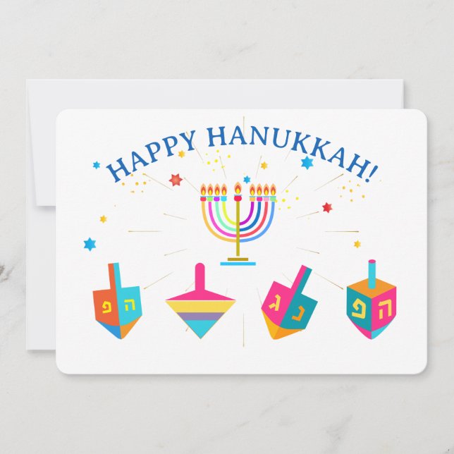 Glad Hanukkah Guld Menorah Judisk Högtid Julkort (Framsida)