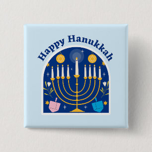 Glad Hanukkah Helgdag Festlig knapp