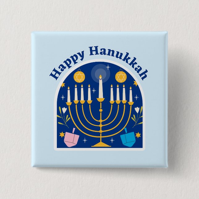Glad Hanukkah Helgdag Festlig knapp (Framsida)