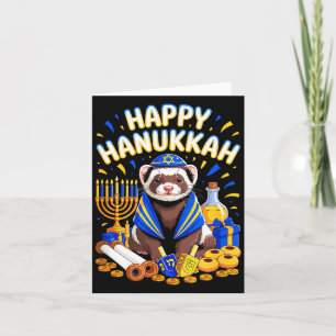 Glad Hanukkah Iller I Judisk Kostym Djurfantast Kort