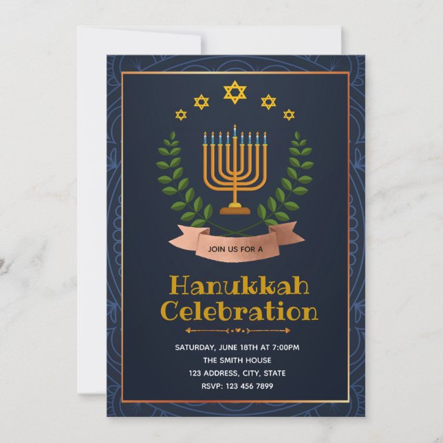Glad hanukkah inbjudningskort (Framsida)