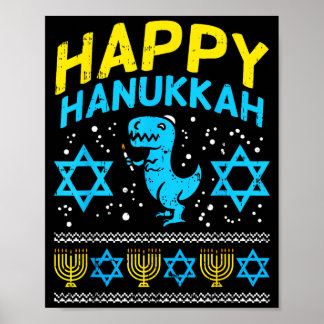 Glad Hanukkah Jewi-Rex ful Chanukah-skjorta pojke Poster