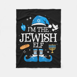 Glad Hanukkah Judisk Tomte Familj Julgrupp Fleecefilt