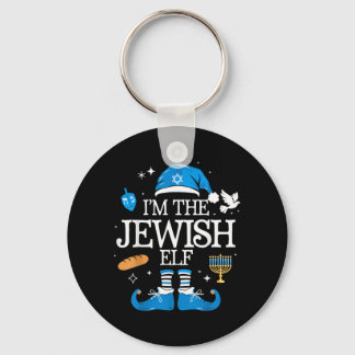 Glad Hanukkah Judisk Tomte Familj Julgrupp Nyckelring