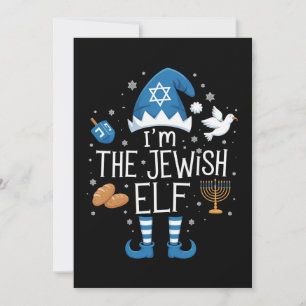 Glad Hanukkah Judisk Tomte Familjegrupp Jul Julkort
