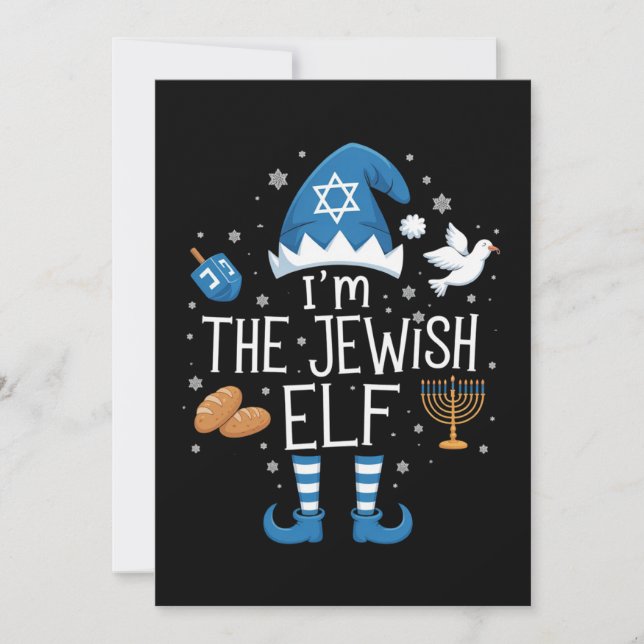Glad Hanukkah Judisk Tomte Familjegrupp Jul  Julkort (Framsida)