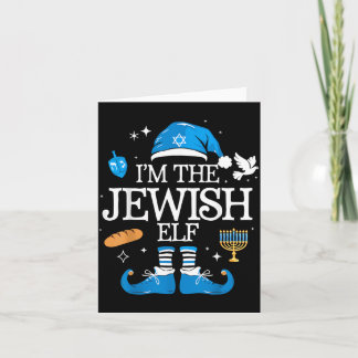 Glad Hanukkah Judisk Tomte Familjegrupp Jul Kort