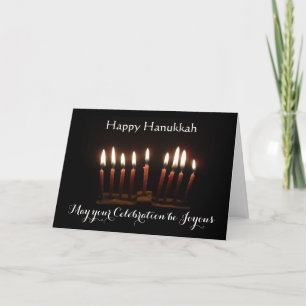 Glad Hanukkah Ljusande Menorah Kort