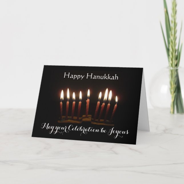 Glad Hanukkah Ljusande Menorah Kort (Framsida)