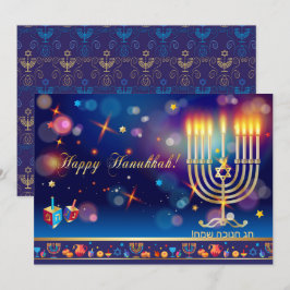 Glad Hanukkah Ljusfesten Guld Inbjudningar
