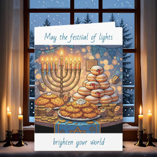 Glad Hanukkah Ljusfesten Kort